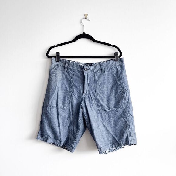 Gap Mens Reversible Bermuda Chino Floral Leaf Print Short Blue Green Size 34 - Picture 3 of 11